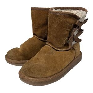 Koolaburra by Ugg | Brown Tan Lined Winter‎ Warm Slip On Trendy Boots Girls 3